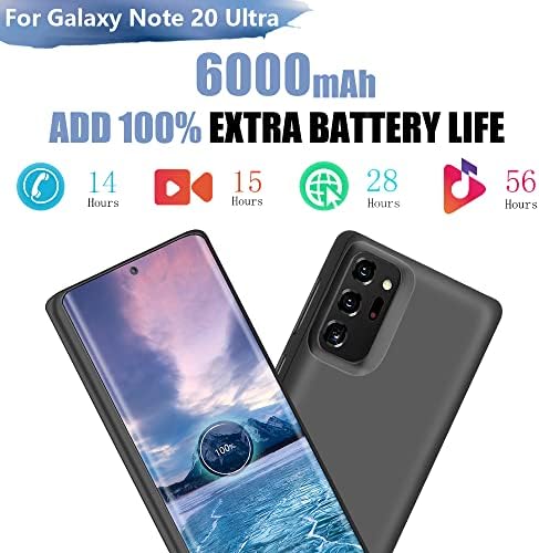 Лојална Кутија За Батерии За Samsung Galaxy Note 20 Ултра 5G, 6000mah Продолжено Куќиште За Полнење На Батеријата, Надворешно Куќиште За Полнач