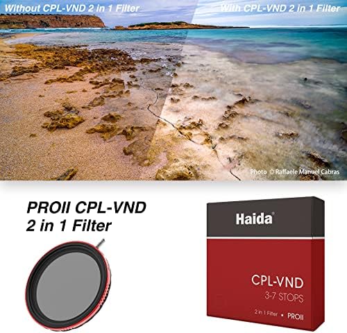 Хаида 2 во 1 CPL + VND Филтер За Камера Provii Мулти-Слој Кружен Поларизатор + Променлива Неутрална Густина SLR Филтер За Леќи