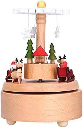 Дрвена музичка кутија, Божиќна снегулка музичка кутија таблета за украсување занает за деца Семејство роденден Божиќни подароци