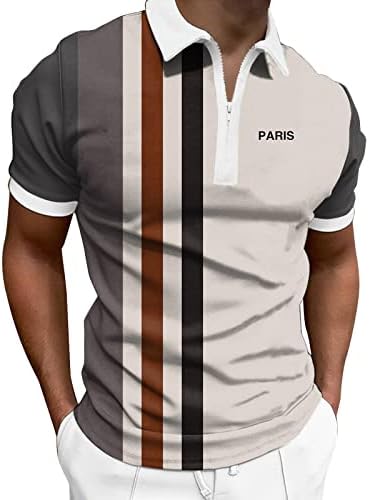 Mens Classic Polo кошула со кратки ракави во боја блок со врвна обична работа спортска маица за голф, без брчки Поло кошула