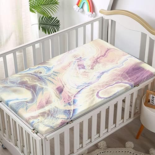 Мермер тематски вграден креветче за креветчиња, стандарден душек за креветчиња, ултра мек материјал-бебешки креветчиња за девојче или момче, 28