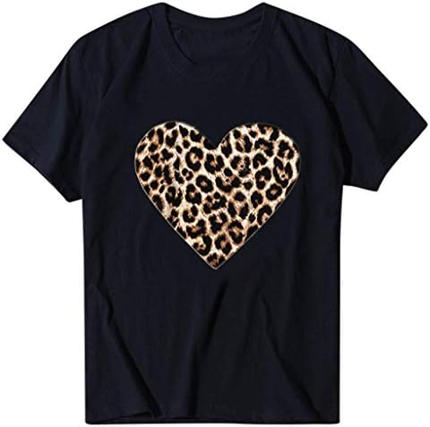 Леопард печати женски фустани врвови маички кошули за в Valentубените Денот на вinesубените за жени случајно лето симпатично трендовски