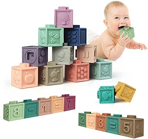 ФРУЗОН Меки Бебешки Блокови 6 до 12 Месеци, Сензорни Играчки Монтесори За Бебиња 6-12 Месеци, Градежни Блокови За Редење Бебиња, Играчки