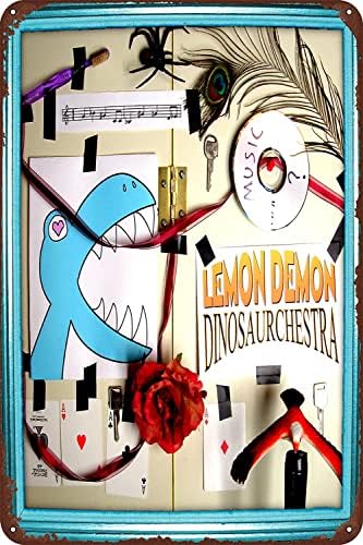 Диносаурус Лимон Демон 12х8 Инчни Метални Знаци Музички Албум-Рок Ѕидовите Со Музички Албум Уметност За Љубителите На Музиката