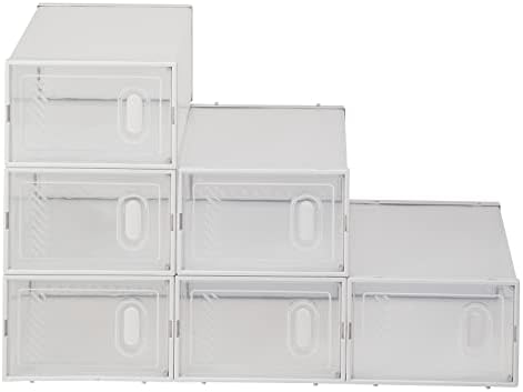 CIZGIM Clamshell Дизајн Чевли Кутии За Складирање 6 Пакет Јасно Пластични Редење-Бела