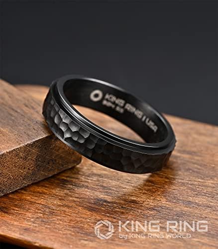 Кинг прстен од 6мм Спинер зачукуван прстен - Сјајниот прстен на фигури за олеснување на стресот, прстен против вознемиреност од не'рѓосувачки