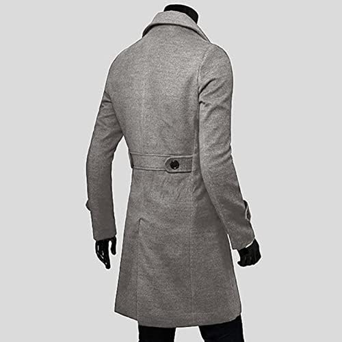 Xxbr ровови палто за мажи, отворена јака од предната јака со двојно гради со долги јакни, тенок фит деловен лесен волнен палто