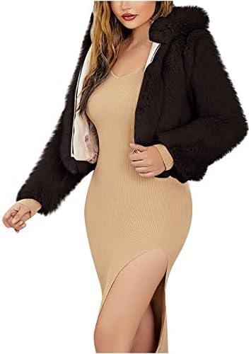 Јакна од руно жени рекреативно крзно јака патент плишана надворешна облека чиста боја кратка кардиган удобна рекреативна палто со долг