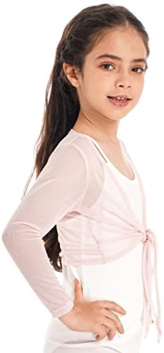 Jugaoge Kids Girl Solid See Tirone Warp Tops Bluze чиста мрежа за танцување врвови кошули балетски гимнастички спорт врвови