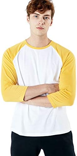 Машки бејзбол кошули од 3/4 ракави, обични динамични памучни маици со рагла, атлетски спортови кошула топки топки