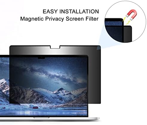 Филтер за екранот за магнетна приватност LVTREE Компатибилен со MacBook Pro 16 Inch 2023-2021 M2 M1, Лесен филтер за приватност на