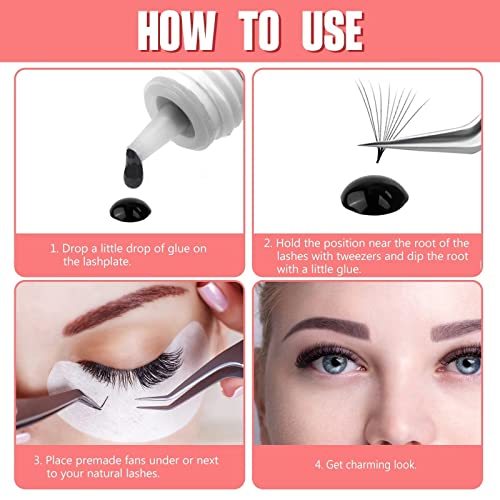 500pcs Premade Fans Volume Eyelash Extensions, Handmade Loose Lashes Premade Lash Extensions Fans, 9D/10D/12D 0.05 mm Thickness C/D Curl 8-15ММ