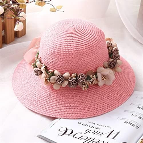 Стекнете лето рачно изработена цветна слама капа, женски венец Sunbonnet, корпа капа од полите на плажа, капа, капа за жени