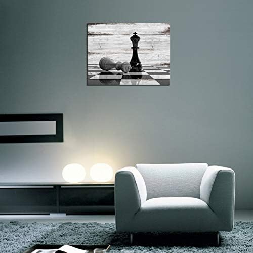 Црно -бела шаховска табла платна wallидна уметност модерна игра andscape слика гроздобер дрво позадина постери постери за отпечатоци
