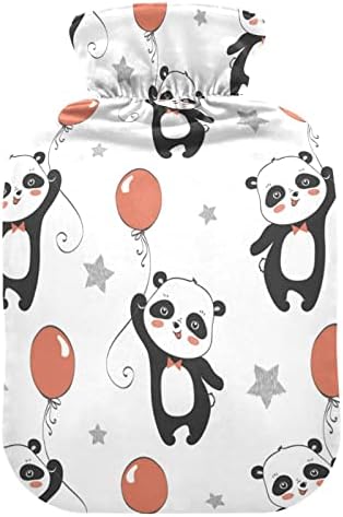Шишиња со топла вода со покритие симпатична балон панда торба за топла вода за олеснување на болката, главоболки, вреќа со вода со шише 2 литар