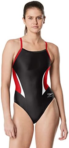 Speedoенски женски костим за капење Едно парче издржливост+ вкрстено назад цврсти бои на тимот за возрасни