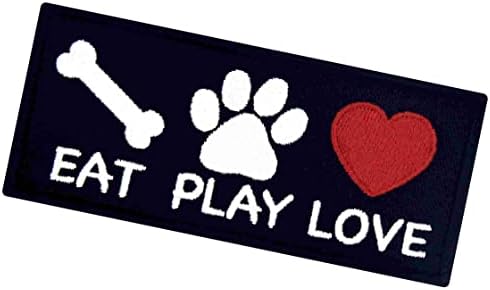 Јадете играјте loveубов кон услугата за кучиња за кучиња, украсени елек/прицврстувачи на значки за прицврстувачи на кука и амблем