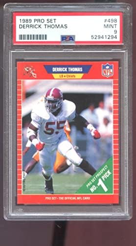1989 Pro Set 498 Derrick Thomas Rookie RC PSA 9 оценета фудбалска картичка NFL Pro Set Kansas City Наводни нане