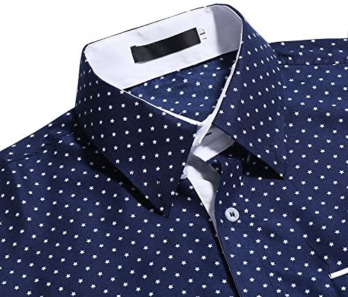 XXBR кошули за мажи, деловно работење со долг ракав Официјална обична кошула Полка точка карирана проверена тенок вклопна работа канцеларија