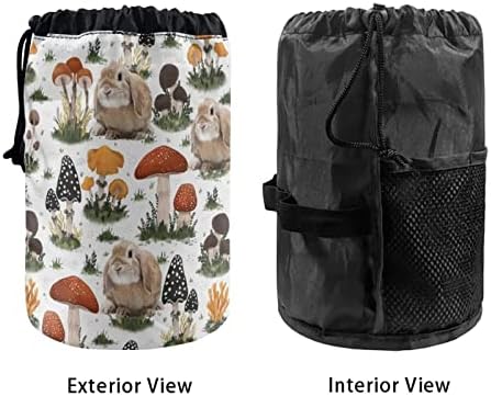 Дридипин Преносни Торби За Шминка За Патување Со Буриња Со Врвки За Влечење Симпатична Шема На Зајачка Печурка Меки Големи Склопувачки Козметички
