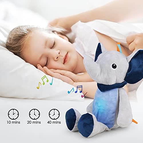 Бебе спиење Соуште дете за спиење помош ноќно светло со смирувачка машина за звук, слон приспиен сон за спиење и подарок за новороденчиња и