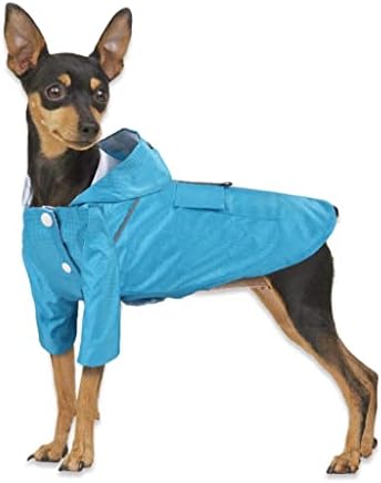 Houkai Pet Dog Dog Raincoat Рефлексивен водоотпорен облека со качулка, комбинезон од дожд од дожд, дишејќи двоен слој ветерница