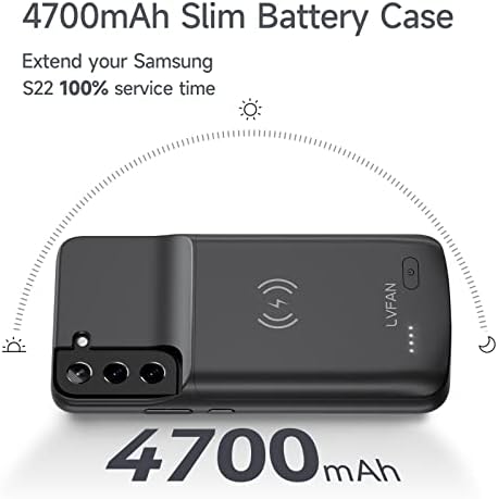 Кутија За Батерии LVFAN За Samsung Galaxy S22 6,1 инчи, Брзо Полнење &засилувач; Безжично Полнење Тенок 4700mah Резервна Батерија