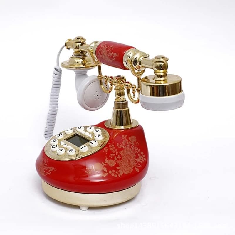 Quul антички телефонски фиксни фиксни старомодни телефони со копче, LCD дисплеј класичен керамички ретро телефон