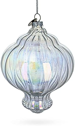 Iridescent Flanter Form Fine Finaial Clear Glass Ornament 5,3 инчи