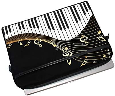 Музички златен пијано клуч за клучеви музичка нота 13 13.3 14 инчи лаптоп рамо за рамената торба за торбичка за ракави со ракави со рачка за мажи за мажи момчиња девојчи