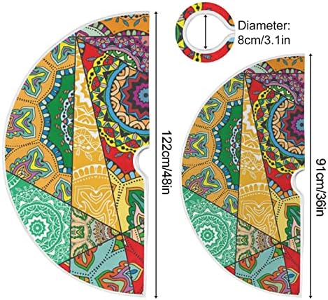 Оаренкол Бохо Мандала Цветни Карирани Елка Здолниште 36 инчен Марокански Етнички Шарени Божиќ Празник Дрво Дрво Декорации