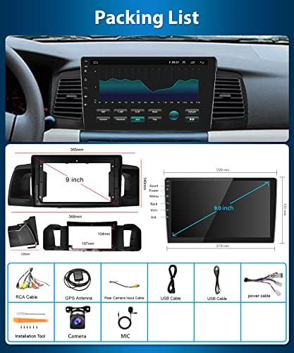 Андроид 9 Инчен Автомобил Стерео за тојота корола екс 2007-2012 со Безжичен Apple Carplay, Rimoody Екран На Допир Corolla Car Радио