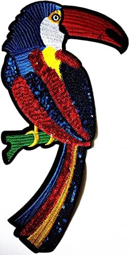Кленплус. Голем Голем Џамбо Папагал Mac Убава Птица Лепенка Извезено Железо На Шие На Значка Закрпи Занаети Уметност Шиење Поправка ЗА САМ Костим