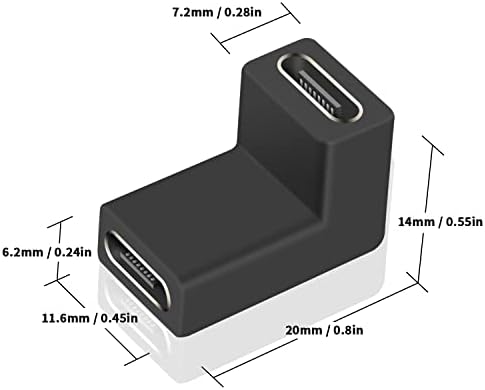 Poyiccot USB Cенски до женски адаптер, USB C спојувач 10Gbps, 90 степени конектор за спојување на типот Ц USB C адаптер Поддршка