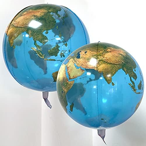 LXZCOLDEN 4 PACK GLOBE BALOONS 4D LORE LALON балони за целата светска забава Денот на Земјата, сина боја, сина