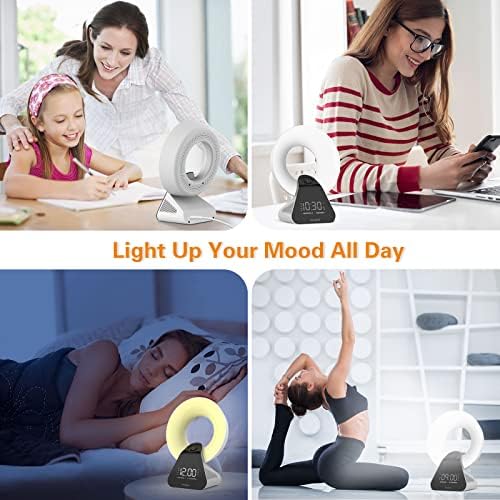 Voraiya® Лесна терапија LAMP® 10,000 Lux со 3 температури во боја, светли сончеви ламби со 8 бели звуци и Bluetooth звучник,