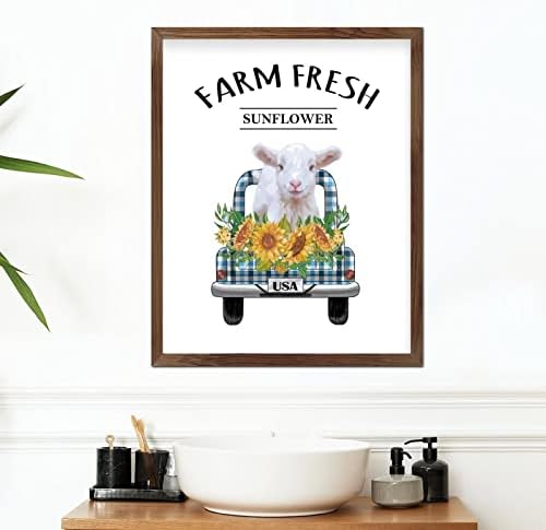 Фарм свеж сончоглед врамен дрво знак фарма овци бивол зелена камион дрво виси плакета ретро здраво пролетен цвет дома семејство wallид декор за