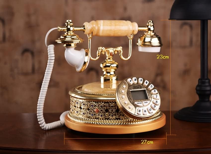 Lhllhl антички фиксни телефонски телефонски телефон со rhinestones, ID на повик DTMF/FSK, 16 мелодии, прилагодлива осветленост на LCD