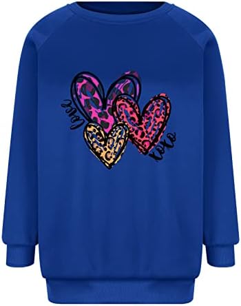 Oplxuo Crewneck Sweatshirts За Жени, Женски Денот На Вљубените Дуксер Симпатична Срце Печатење Кошули Маица Пуловер Блуза Блузи