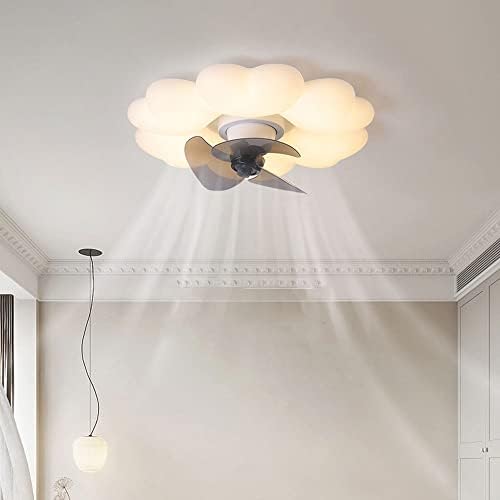 Белиот вентилатор на таванот со светло, со светло, тавански вентилатор со низок профил 3 боја 3 брзини Брзо испирање на монтирање на таванот за