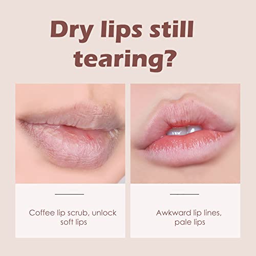 Излупење на усните од нијанса на усните за усните, смирувачки навлажнувачки усни маска кафе -кафе, навлажнувачки ексфолирачки ексфолирачки намалување на линиите з