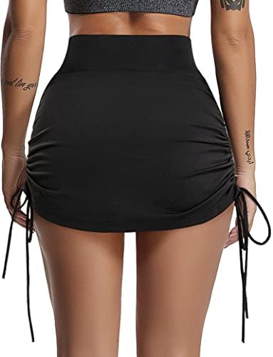 Riojoy Black Tennis Skorts Skorts Scorts со џебови за жени што се протегаат со здолниште за привлечност за тренингот за атлетски здолништа