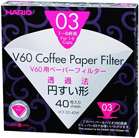 Харио V60 Филтри За Кафе Од Хартија, Големина 02, Бела, 40ct Кутија