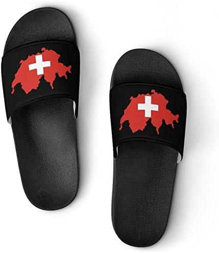 Знаме Мапа На Швајцарија Куќа Сандали Нелизгачки Влечки Со Отворени Прсти За Масажа Туш Спа Бања
