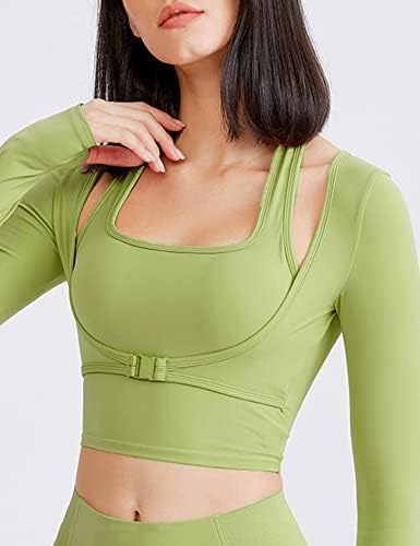 Womenенски долги ракави исечени јога врвни маици за тренингот со пиштол за спортски спортски спортски салата