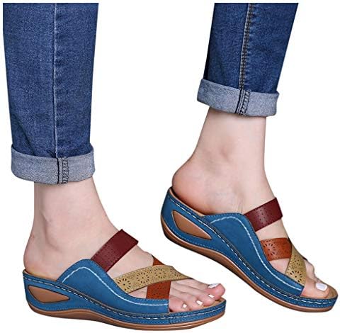 Сандали жени облечени летни дебели чевли со залепени чевли жени модни чевли во боја, случајни удобни флип -апостолки за жени