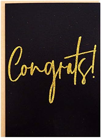 Честитки Картичка-Сингл Честитки!Честитка Со Златни Сјајни Букви На Црна Текстура Хартија Со Крафт Плик-5 х 7 Празно Внатре - За Дипломирање,