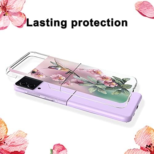 Bonoma Компатибилен Со Samsung Galaxy Z Flip 4 5G Јасен Случај Розова Колибри, Подобрена Заштита На Аголот Премиум КОМПЈУТЕР Анти-Пожолтување