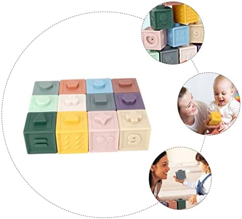 ТОЈАНДОНА 12 парчиња Бебе Мека Гума Градежни Блокови Детска Када Мало Дете Редење Играчки Играчки За Учење На Мали Деца Дрвени Играчки