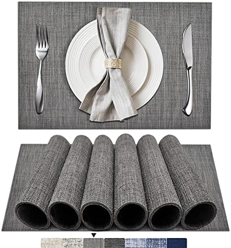 BETEAM Placemats Сет од 6, Ткаени Винил Placemats, Перат &засилувач; Издржливи Табела Macemats, Внатрешна/Надворешна Употреба Маса Душеци,